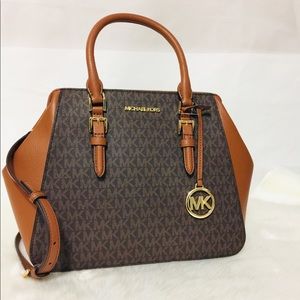 NWT Michael Kors Charlotte Brown large Satchel Bag
